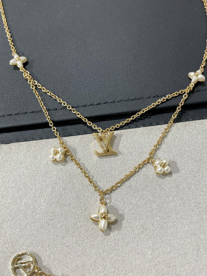 [Lumi Jewellery]FLOWERGRAM GOLD MOP DOUBLE ROW NECKLACE