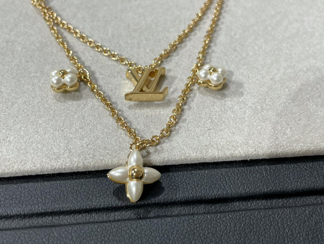[Lumi Jewellery]FLOWERGRAM GOLD MOP DOUBLE ROW NECKLACE