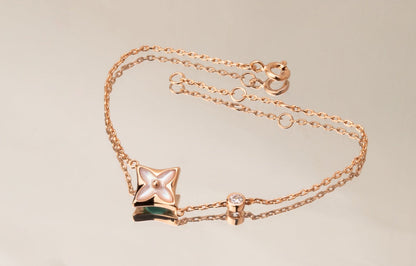 [Lumi Jewellery]STAR PINK MOP 1 DIAMOND PINK GOLD NECKLACE