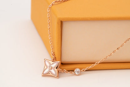 [Lumi Jewellery]STAR PINK MOP 1 DIAMOND PINK GOLD NECKLACE