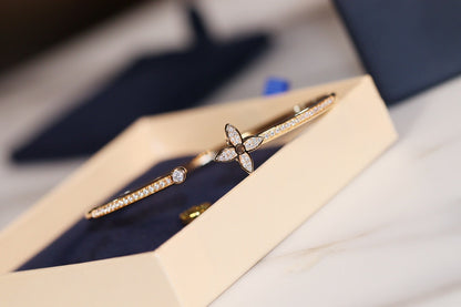[Lumi Jewellery]IDYLLE GOLD OPEN BRACELET DIAMOND PAVED