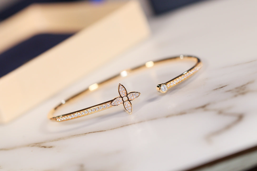 [Lumi Jewellery]IDYLLE GOLD OPEN BRACELET DIAMOND PAVED