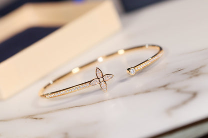 [Lumi Jewellery]IDYLLE GOLD OPEN BRACELET DIAMOND PAVED