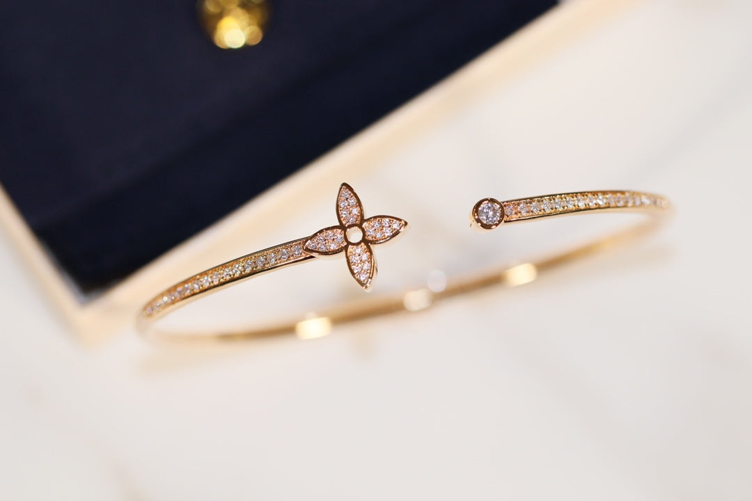 [Lumi Jewellery]IDYLLE GOLD OPEN BRACELET DIAMOND PAVED