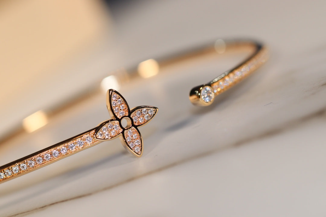 [Lumi Jewellery]IDYLLE GOLD OPEN BRACELET DIAMOND PAVED