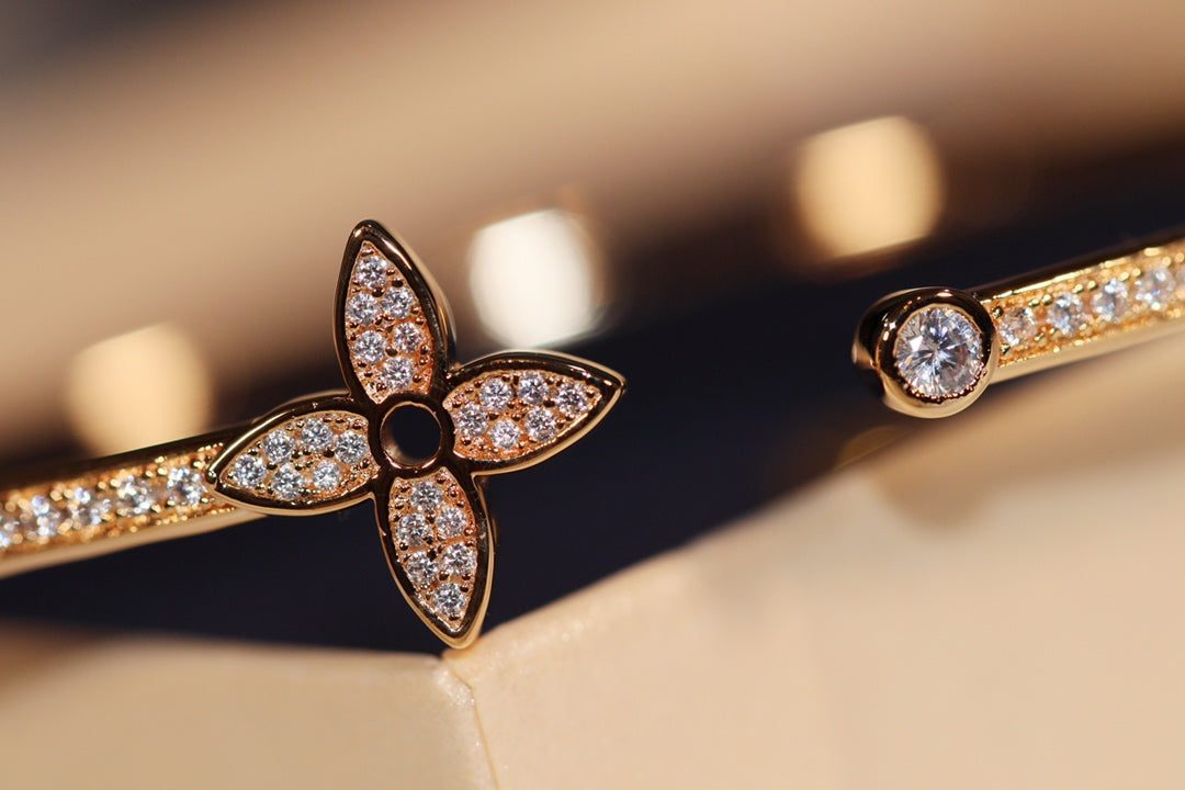 [Lumi Jewellery]IDYLLE GOLD OPEN BRACELET DIAMOND PAVED