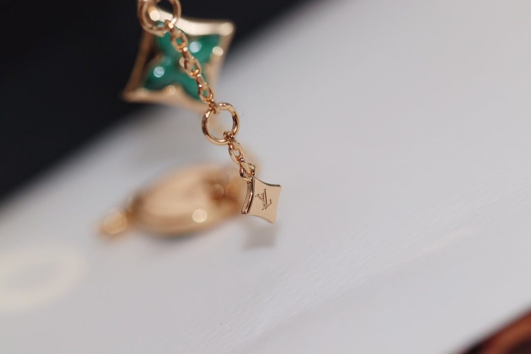 [Lumi Jewellery]STAR AND SUN 4 MOTIF PINK GOLD MALACHITE BRACELET