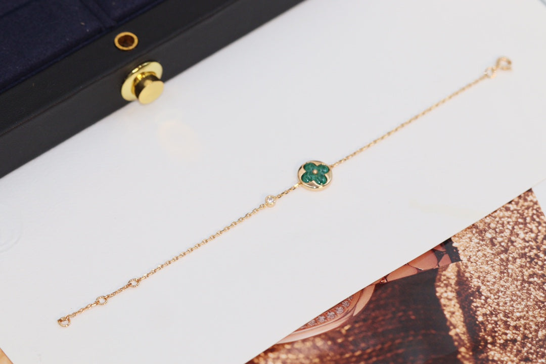 [Lumi Jewellery]STAR AND SUN 4 MOTIF PINK GOLD MALACHITE BRACELET