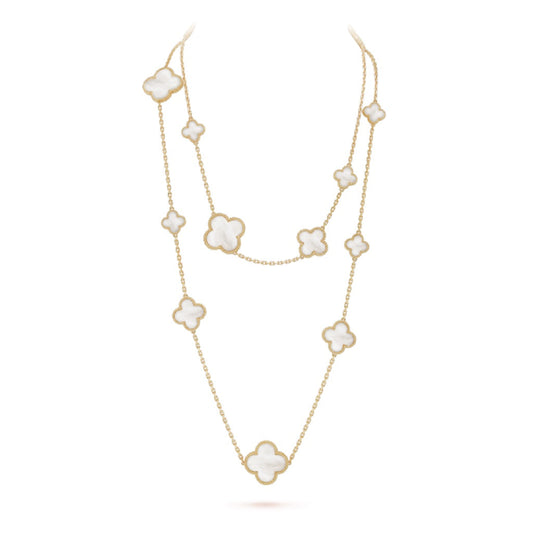 [Lumi Jewellery]CLOVER 16 MOTIF WHITE MOP GOLD NECKLACE