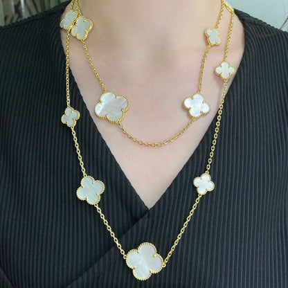 [Lumi Jewellery]CLOVER 16 MOTIF WHITE MOP GOLD NECKLACE
