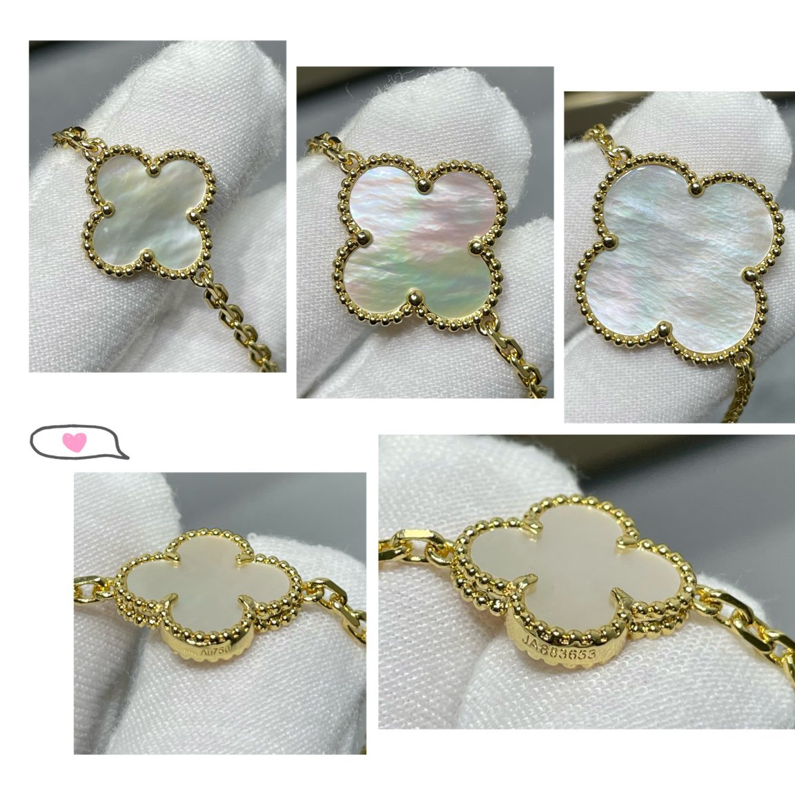 [Lumi Jewellery]CLOVER 16 MOTIF WHITE MOP GOLD NECKLACE