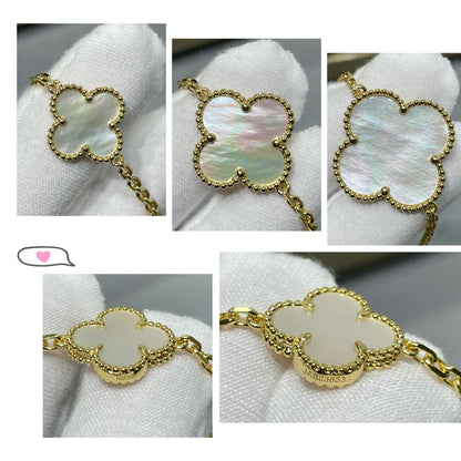 [Lumi Jewellery]CLOVER 16 MOTIF WHITE MOP GOLD NECKLACE