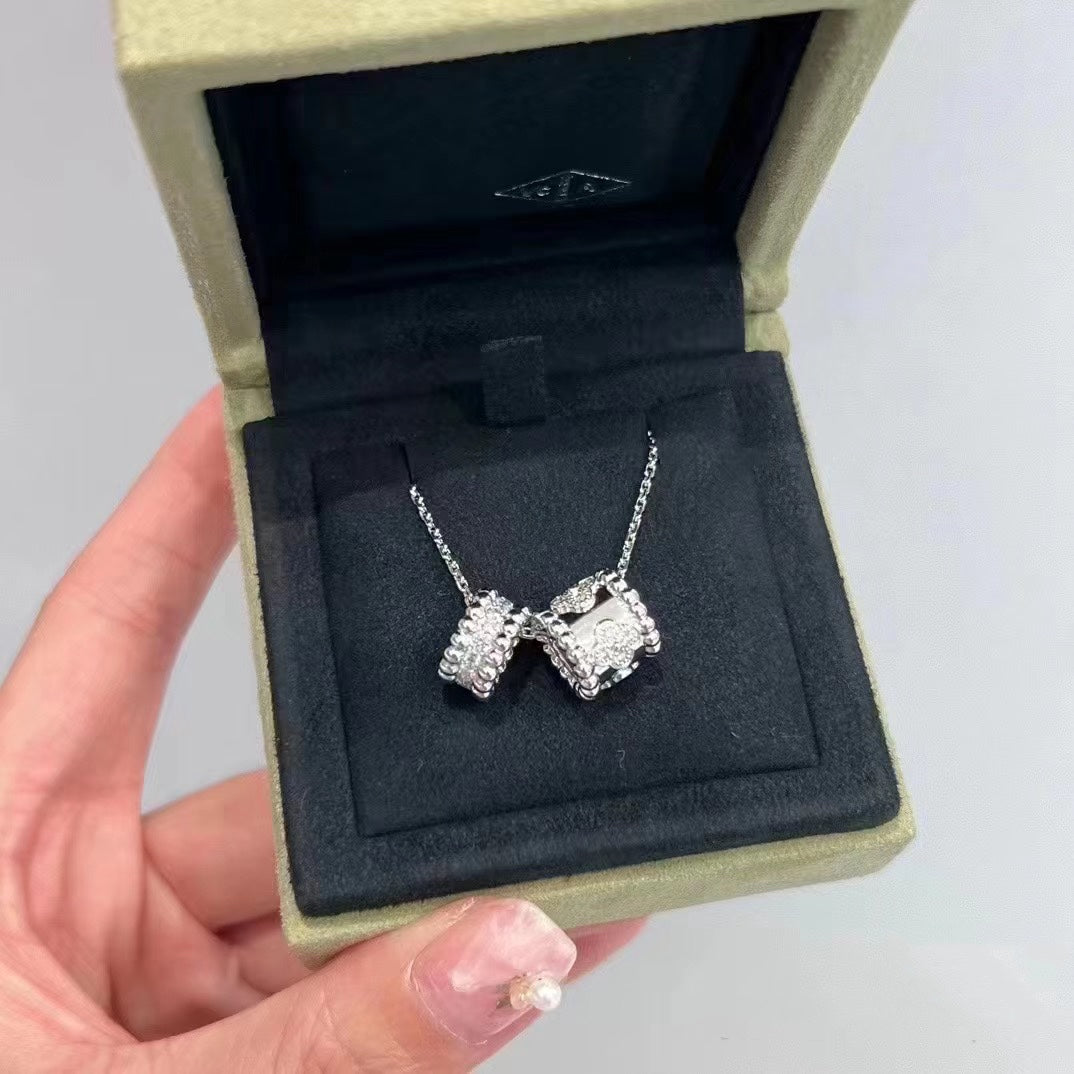 [Lumi Jewellery]PERLEE DOUBLE PENDANT SILVER DIAMOND NECKLACE