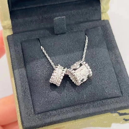 [Lumi Jewellery]PERLEE DOUBLE PENDANT SILVER DIAMOND NECKLACE