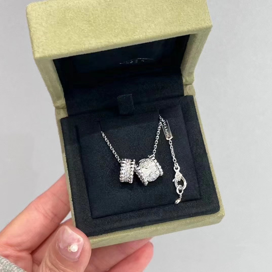 [Lumi Jewellery]PERLEE DOUBLE PENDANT SILVER DIAMOND NECKLACE