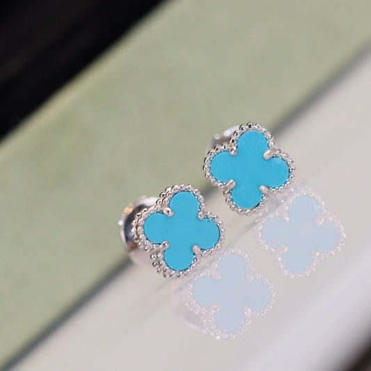 [Lumi Jewellery]CLOVER MINI TURQUOISE SILVER STUD EARRINGS