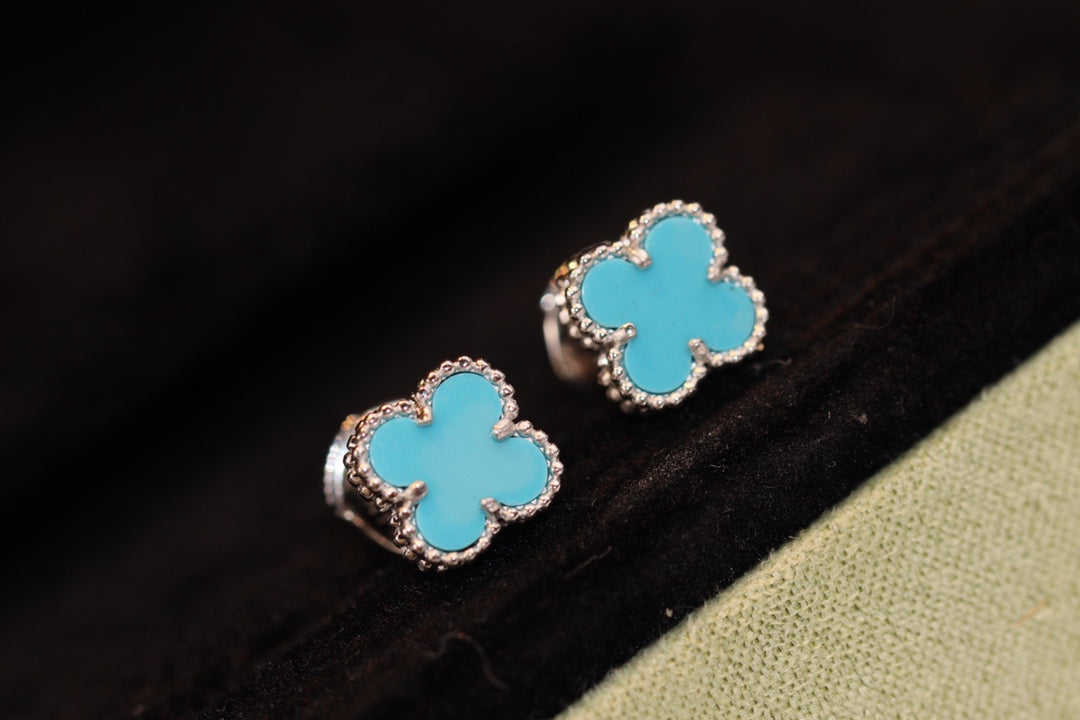 [Lumi Jewellery]CLOVER MINI TURQUOISE SILVER STUD EARRINGS
