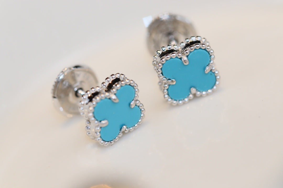 [Lumi Jewellery]CLOVER MINI TURQUOISE SILVER STUD EARRINGS