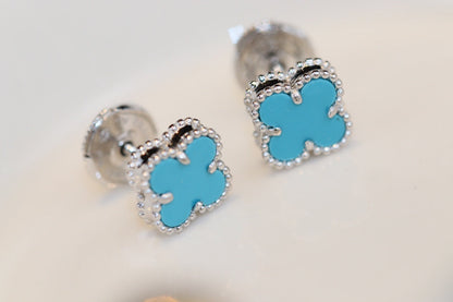 [Lumi Jewellery]CLOVER MINI TURQUOISE SILVER STUD EARRINGS