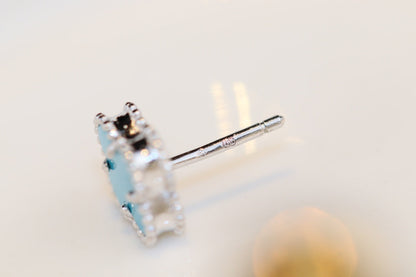 [Lumi Jewellery]CLOVER MINI TURQUOISE SILVER STUD EARRINGS