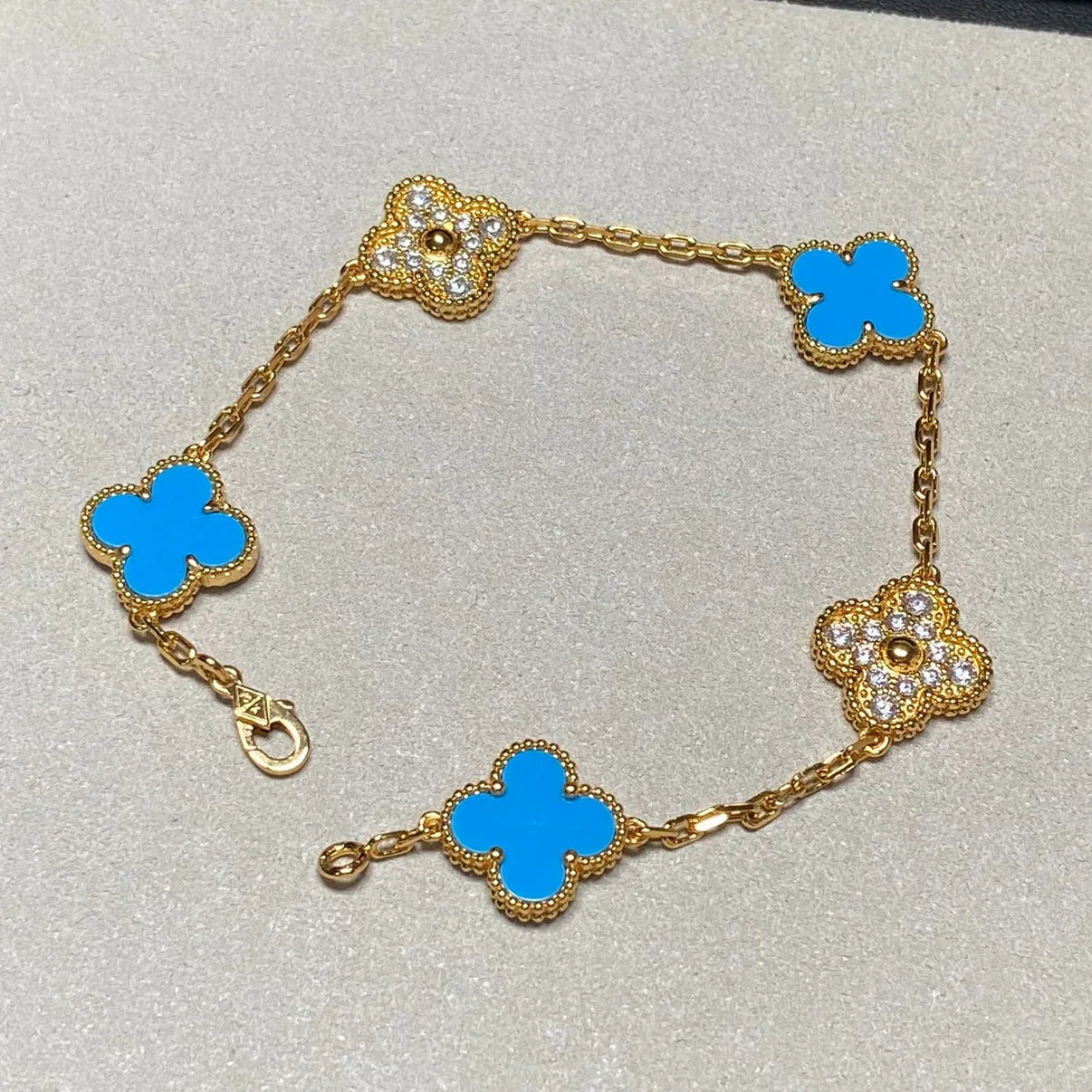 [Lumi Jewellery] CLOVER 5 MOTIF BLUE AGATE BRACELET COLLECTION