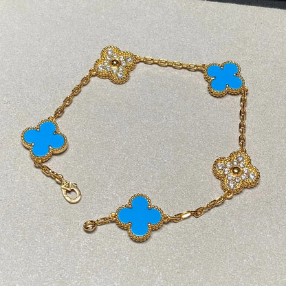 [Lumi Jewellery] CLOVER 5 MOTIF BLUE AGATE BRACELET COLLECTION