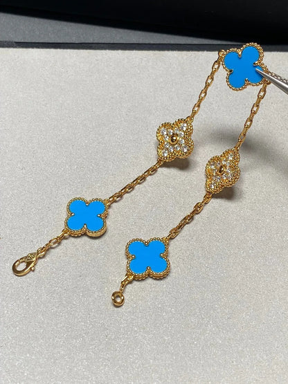 [Lumi Jewellery] CLOVER 5 MOTIF BLUE AGATE BRACELET COLLECTION