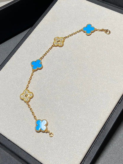 [Lumi Jewellery] CLOVER 5 MOTIF BLUE AGATE BRACELET COLLECTION
