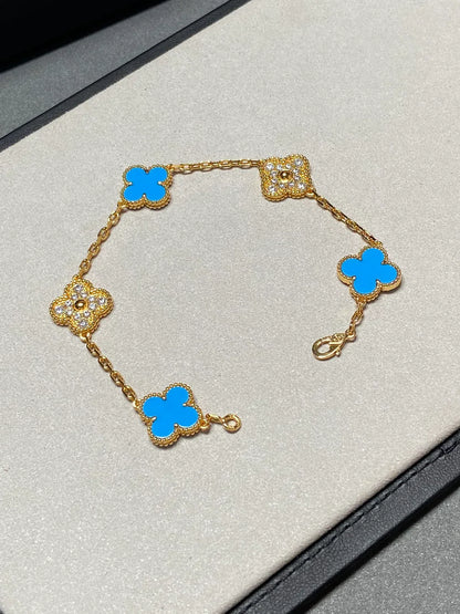 [Lumi Jewellery] CLOVER 5 MOTIF BLUE AGATE BRACELET COLLECTION