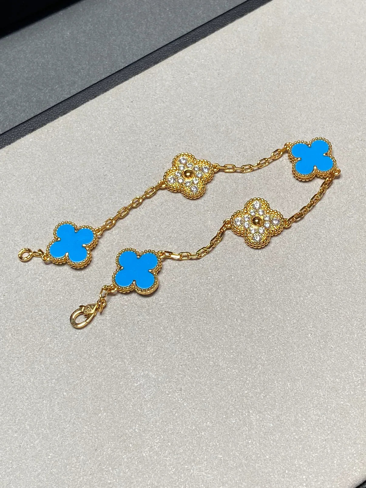 [Lumi Jewellery] CLOVER 5 MOTIF BLUE AGATE BRACELET COLLECTION