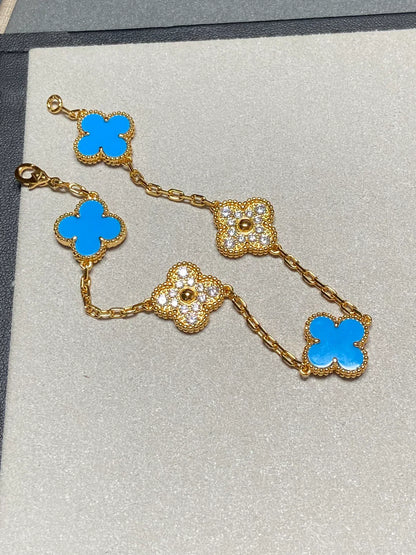[Lumi Jewellery] CLOVER 5 MOTIF BLUE AGATE BRACELET COLLECTION