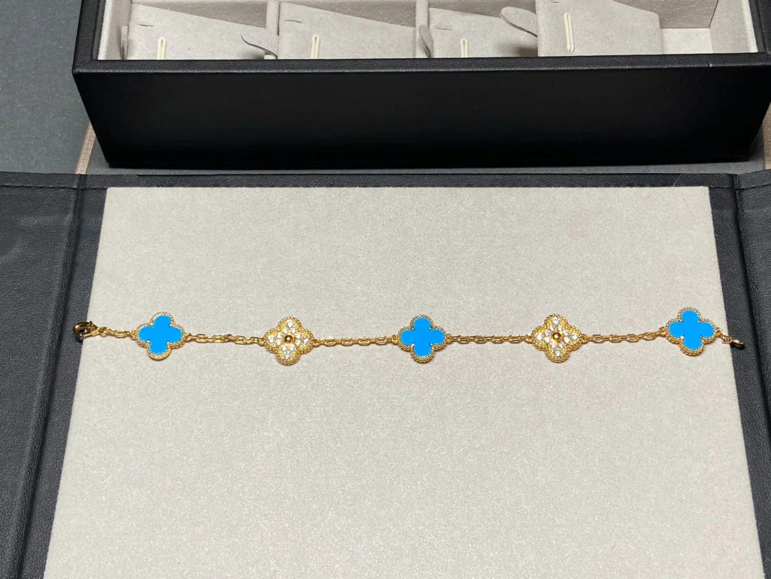 [Lumi Jewellery] CLOVER 5 MOTIF BLUE AGATE BRACELET COLLECTION