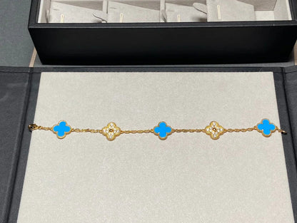 [Lumi Jewellery] CLOVER 5 MOTIF BLUE AGATE BRACELET COLLECTION