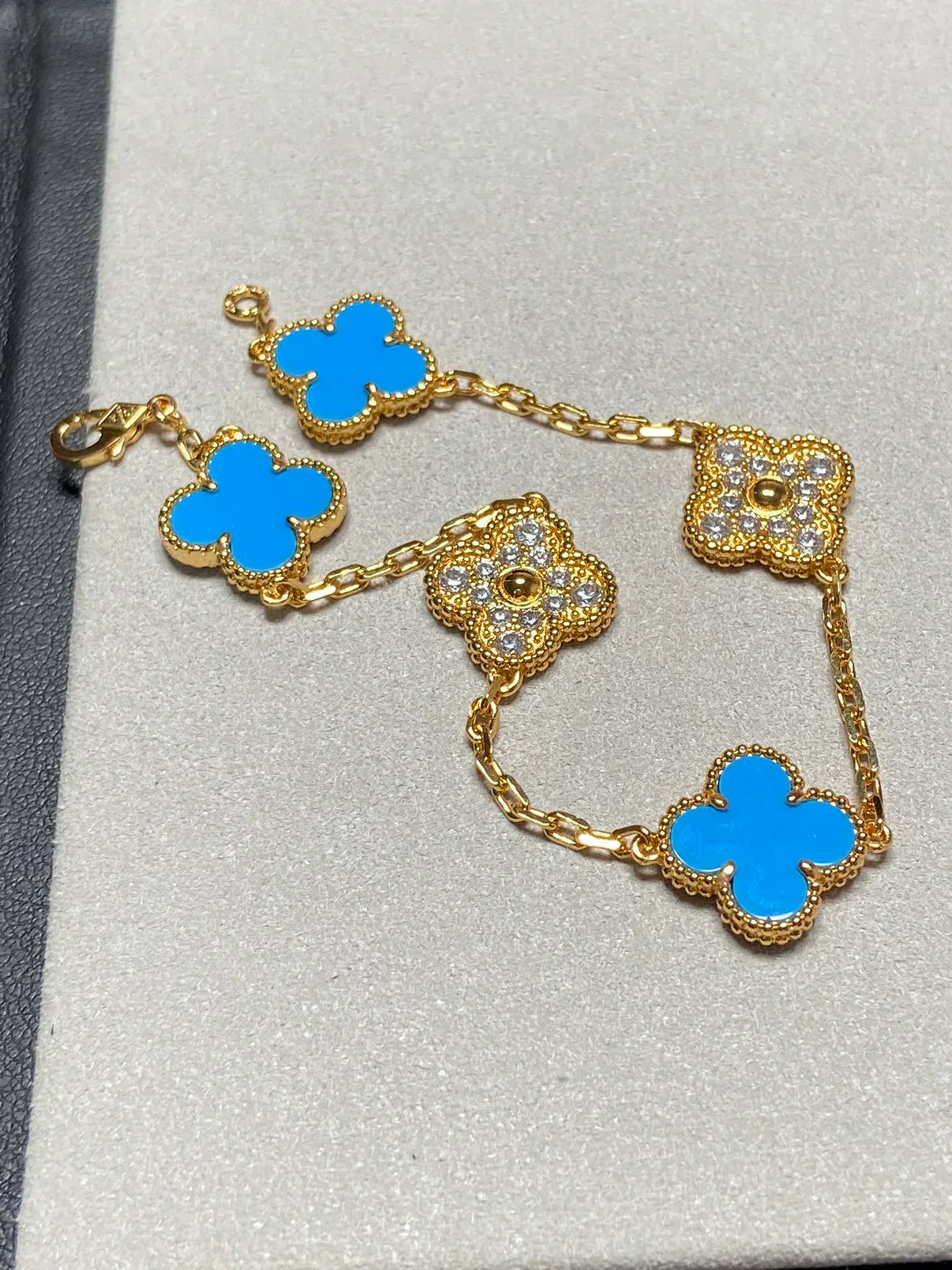 [Lumi Jewellery] CLOVER 5 MOTIF BLUE AGATE BRACELET COLLECTION