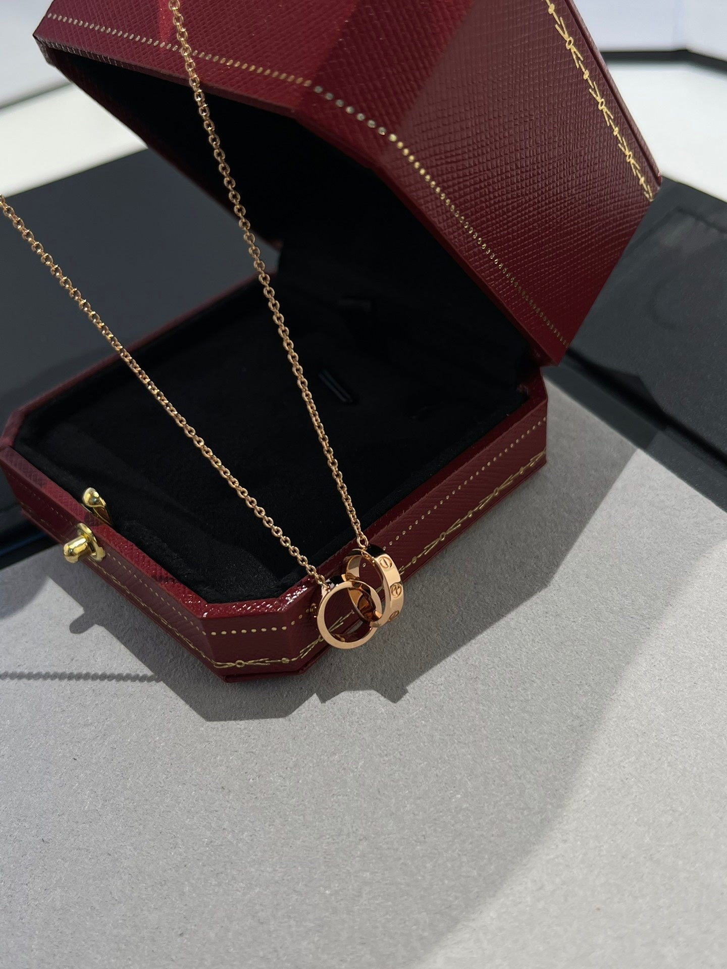 [Lumi Jewellery]LOVE NECKLACE DOUBLE RING PINK GOLD