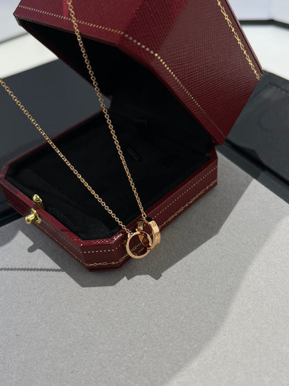[Lumi Jewellery]LOVE NECKLACE DOUBLE RING PINK GOLD
