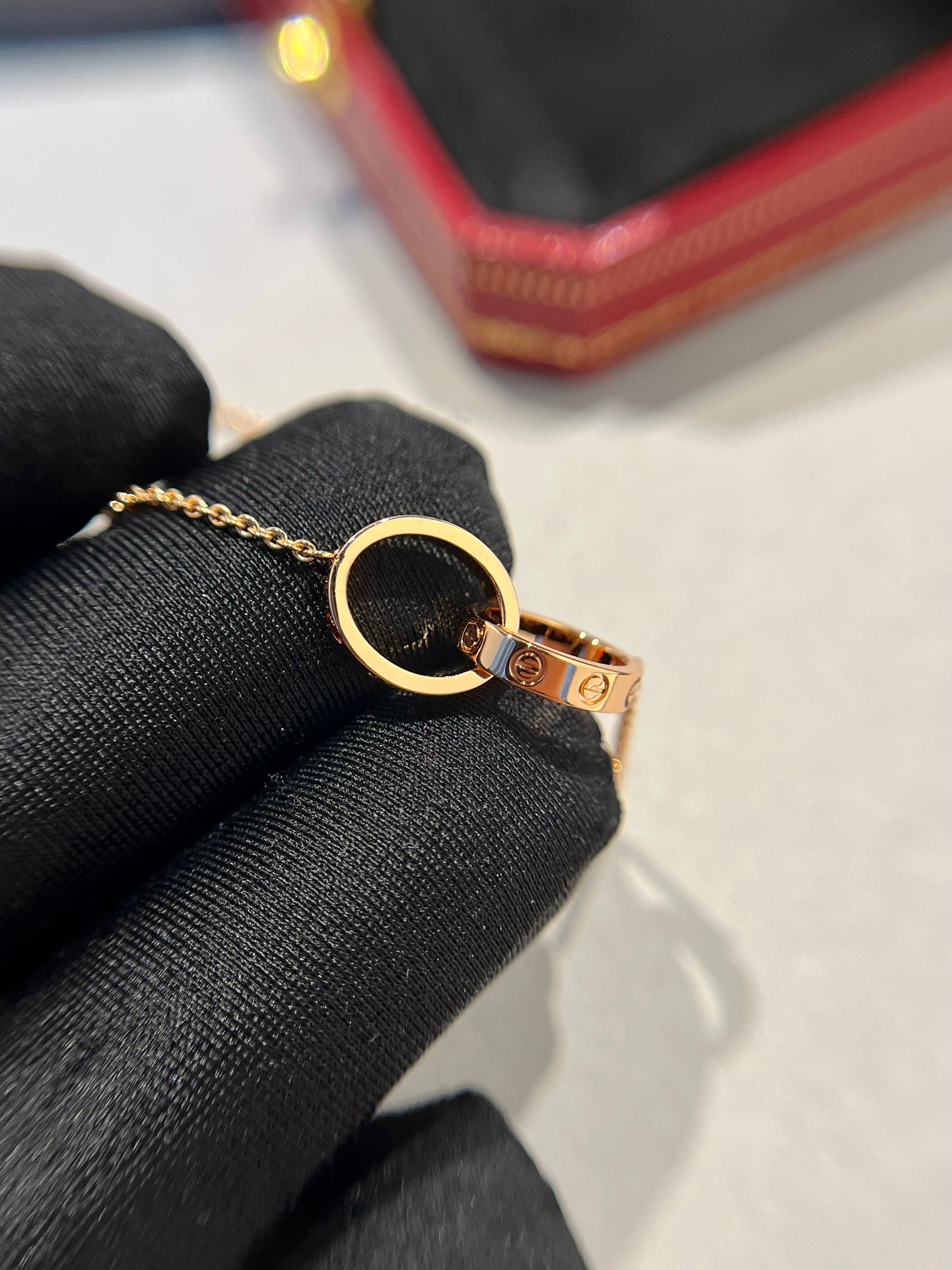 [Lumi Jewellery]LOVE NECKLACE DOUBLE RING PINK GOLD
