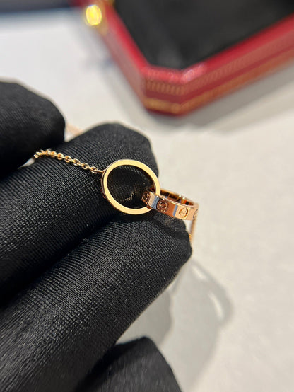 [Lumi Jewellery]LOVE NECKLACE DOUBLE RING PINK GOLD