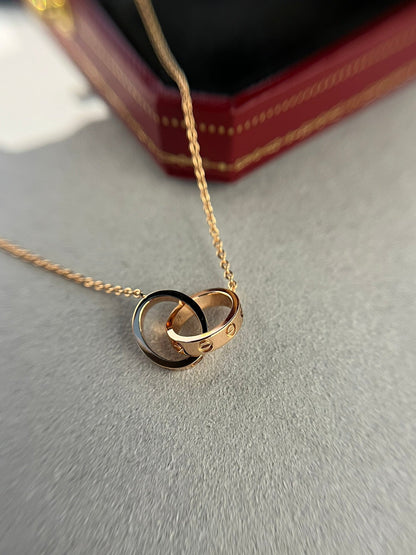 [Lumi Jewellery]LOVE NECKLACE DOUBLE RING PINK GOLD
