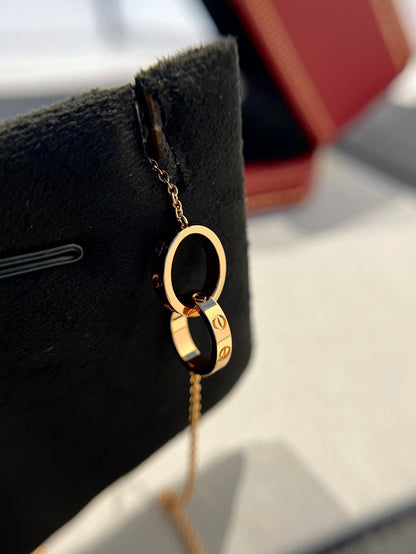 [Lumi Jewellery]LOVE NECKLACE DOUBLE RING PINK GOLD