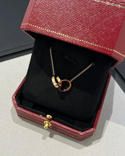 [Lumi Jewellery]LOVE NECKLACE DOUBLE RING PINK GOLD