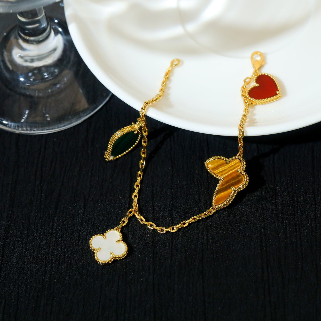 [Lumi Jewellery]LUCKY SPRING 5 MOTIF GOLD BRACELET