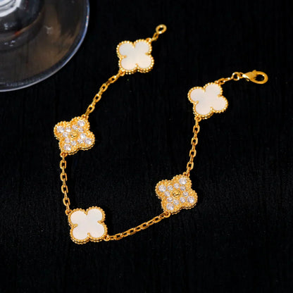 [Lumi Jewellery]CLOVER WHITE PEARL MOP 5 MOTIF BRACELET COLLECTION