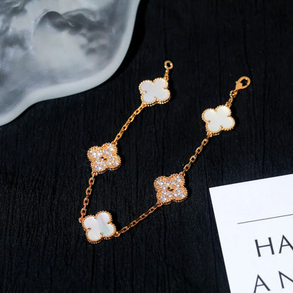 [Lumi Jewellery]CLOVER WHITE PEARL MOP 5 MOTIF BRACELET COLLECTION