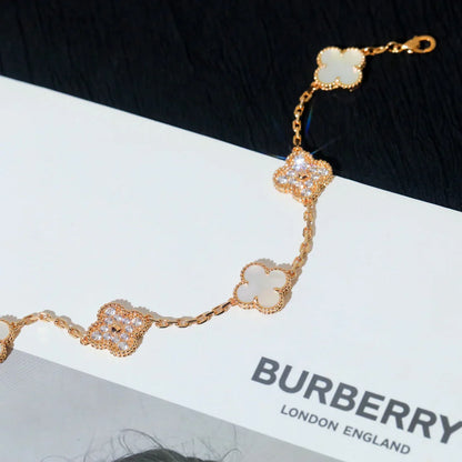 [Lumi Jewellery]CLOVER WHITE PEARL MOP 5 MOTIF BRACELET COLLECTION