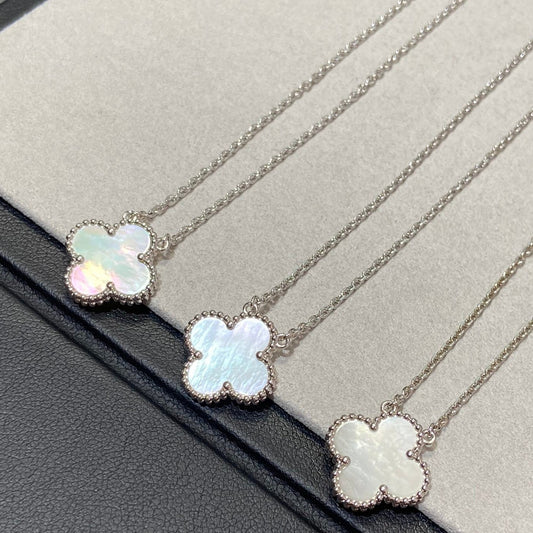 [Lumi Jewellery]CLOVER MEDIUM SILVER WHITE MOP NECKLACE