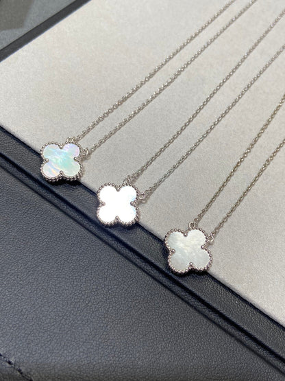[Lumi Jewellery]CLOVER MEDIUM SILVER WHITE MOP NECKLACE