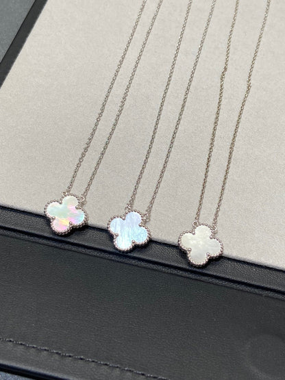 [Lumi Jewellery]CLOVER MEDIUM SILVER WHITE MOP NECKLACE