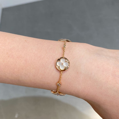 [Lumi Jewellery]STAR AND SUN 4 MOTIF WHITE MOP PINK GOLD BRACELET