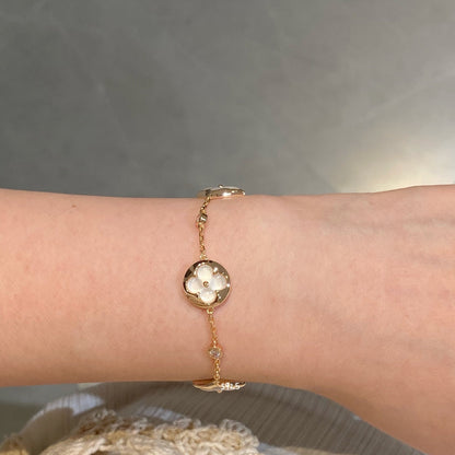 [Lumi Jewellery]STAR AND SUN 4 MOTIF WHITE MOP PINK GOLD BRACELET